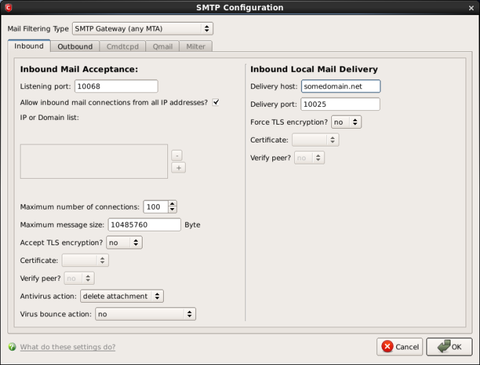 SMTP Configuration, SMTP Gateway, SMTP Server Linux Comodo Antivirus